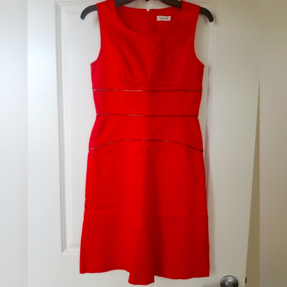Calvin Klein Red Shift Dress Sz 4